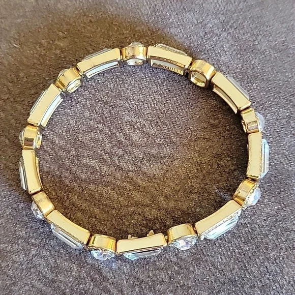 3/$20 Paparazzi Goldtone Crystal Art Deco Stretch Bracelet - Picture 3 of 5
